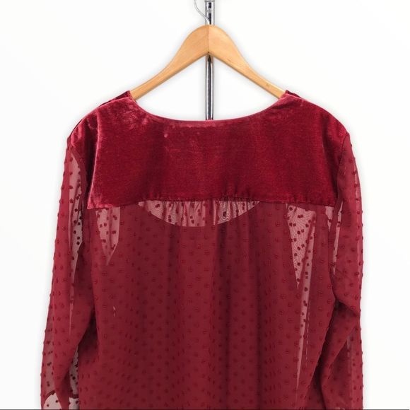 Style & Co. Garnet Swiss Dot Velvet Blouse & Cami - Picture 6 of 13